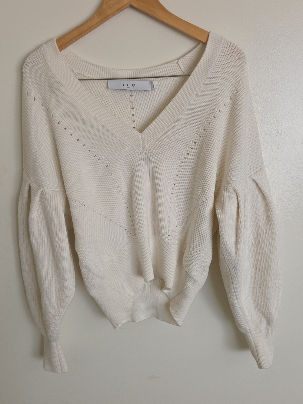 IRO Paris Orphea White/cream Eyelet Chunky Knit Oversized Sweater XXS